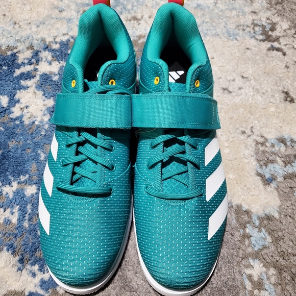 Adidas Powerlift 5 Weightlifting Shoes Mens Size 14 Teal Pink White JP9877  NWT